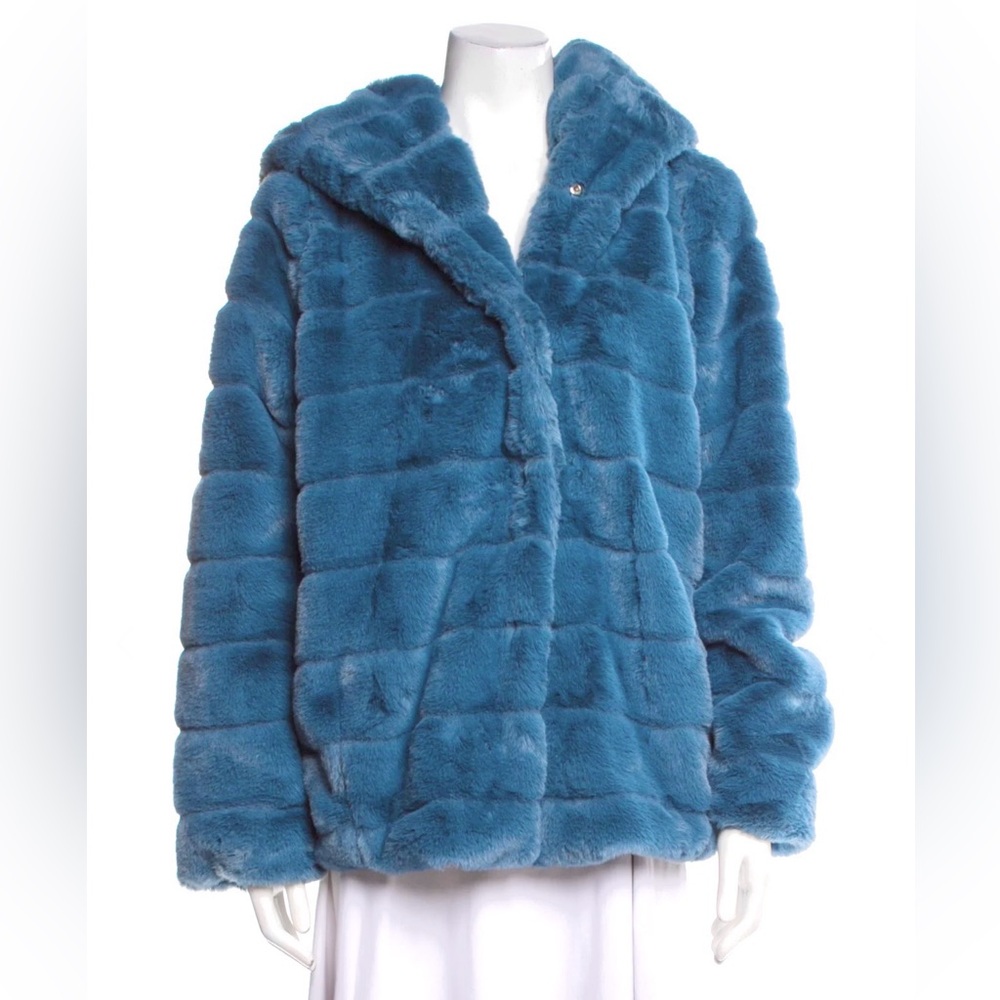 Apparis Blue Faux Fur Goldy Coat Size Large